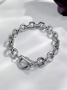 1 pieza Pulsera con cierre en forma de O de acero inoxidable de moda, adecuada para el uso diario de los hombres
