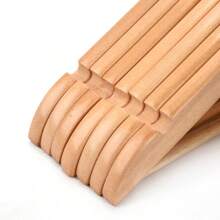 10pcs/5pcs/2pcs Natural Wood Color Vintage Thick Wooden Hangers, Suitable For Weddings, Garment Stores, Hotels, Bedrooms, Bathrooms, Wardrobes, Malls, For Tops, Dresses, Pants, Suits, , For Kids & Decor, All Seasons