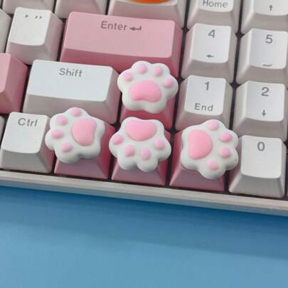 2 Cute Cat Paws/Pink Heart-Shaped Keycaps Upgrade Your Keyboard - Suitable For DIY Customization, Cross Axis Keycaps