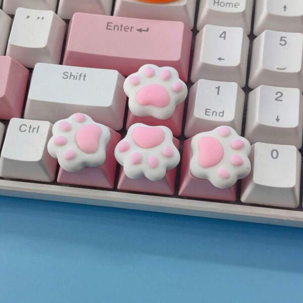 2 tapas de teclas con diseño de garras de gato/corazón rosa para personalizar tu teclado - Aptas para personalización DIY, tapas de teclas de eje cruzado