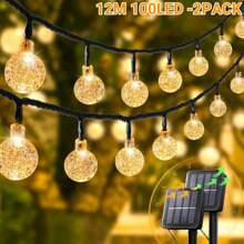 2pcs/1pc Solar Outdoor String Lights, 20LED/100LED Solar Crystal Fairy String Lights, 8 Lighting Modes, Multi-Group, Semi-Embedded Installation, Button Control - Ideal For Weddings, Parties, Patios, Gardens, Christmas And Halloween Celebrations