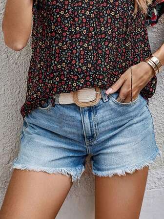 Western Cowgirl Zomer Casual Slim Straight Denim Shorts Voor Vrouwen Vakantie Strand Country Concert