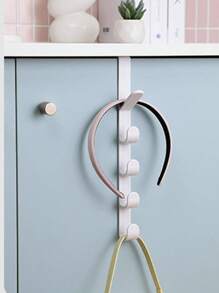 1pc Bedroom Door Hanger, Clothes Hanging Rack, Over The DoorPlastic Home Storage, Organization Hooks, Purse Holder For Bags Rails