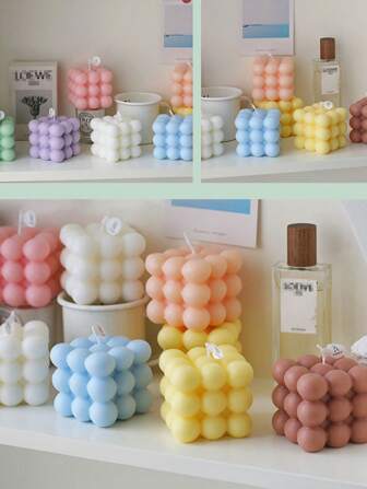 1pc Aromatherapy Bubble Cube Candle, Romantic Aromatherapy Candle, Birthday Candle Home Gift Atmosphere Ornaments, Magic Cube Aromatherapy Candle, Goddess Day Birthday Gift Photo Ornaments Atmosphere Ornaments Because The Product Is A Candle, There Will Be Some Color Difference And Bubbles, But It Will Not Affect The Use, Please Consider Carefully