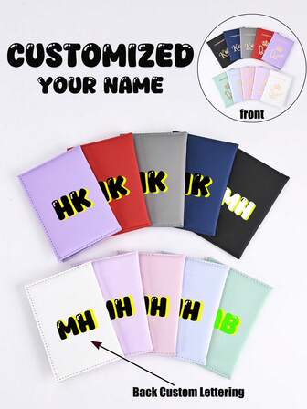 1PC Custom Passport Holder, Custom Letters On The Back Of The Passport Holder, Customizable Letters And Holiday Information, Solid Color Texture PU Passport Cover, Passport Holder, Ticket Holder, Passport, Suitable For Birthday Gifts For Friends, Colleagues, Boyfriends, Girlfriends, Suitable For Daily Use