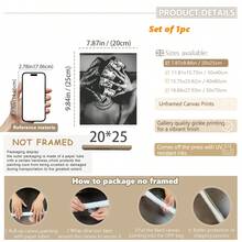 1幅黑色艺术油画，时尚女性艺术，墙面艺术，女子手持钞票帆船帆布油画艺术印刷海报墙面装饰，家居礼品，客厅，浴室，卧室，厨房 - 彩色 - 查看 13