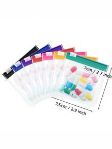 Set de 5 piezas/7 piezas/10 piezas de bolsas organizadoras de medicamentos portátiles, bolsas impermeables con cremallera resellable para almacenar pastillas y cápsulas, de colores aleatorios - color aleatorio - Ver 6