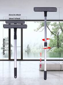 2-In-1 Professional Window Cleaner Squeegee With Scraper, 7.87/9.84 Inch Windshield Wiper Tool With Sponge Brush And Rubber Blade, Ergonomic Handle For Car And Home Use - Black