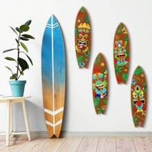 4 Stück Surfbrett Wanddekoration, Surfbrett Wandbehang Schild, Holzdekoration im Sommerstil, hawaiianische Luau Party Deko für Zuhause, Bar, tropische Geburtstags Party Raumdekoration, Heimdekoration