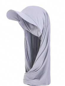 1件装女士宽檐头巾帽，围巾一体式帽子，适合日常佩戴，可作头发、睡眠帽、睡帽等。 - 純色 - 查看 15