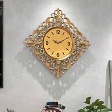 41cm European Wall Clock, Geometric Shape Design, Minimalist Floral Pattern, Metal Iron Frame Room Decor Bedroom Decor Dormitory Decor Back To School School Decor School Surprise