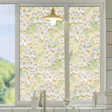 1 pièce/Rouleau Autocollants en verre feuilleté de plantes et de fleurs pour fenêtre de salle de bain, porte, film de confidentialité empêchant les regards indiscrets. Film de porte de salle de bain et de toilettes, laissant passer la lumière et opaque. Autocollant décoratif adhésif pour porte en verre pour la maison et le bureau
