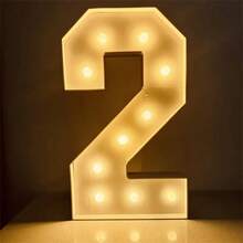 27.56/39.4 Inch Lighted KT Board Mosaic Numbers 0-9 Frame, Suitable For Wedding, Birthday, Graduation Ceremony DIY Assembly, Christmas, Easter, New Year Holiday Decoration (Bulb Components Included, Batteries And Hot Melt Gun Not Included) - White - View 7