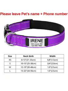 Personalized Reflective Dog Collar With Engraved ID Tag, Custom-Made Nylon Dog Collar With Leash Clip, Noiseless Design, Dog Outdoor Accessory And Decoration - Multiple Sizes Fit Large, Medium And Small Pets. A Good Gift For Pets.,Vacay Vibes Ornamental,Engraved Stylish,Fashion,Colorful,Vintage,Cute,Contracted,Cuties Custom,Unique,Customized,Personalized Pet For Anniversaries,For Birthdays,Customized Pet Collars, Leashes & Harnesses,Pet Lovers - Multicolor - View 3