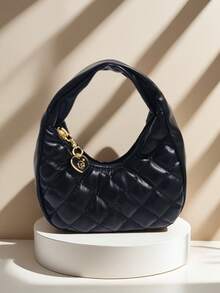 儿童时尚刺绣新月形手提包，女孩休闲格纹零钱包，口红盒，柔软时尚小袋，理想的节日礼物