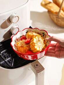 4/2个 6/5.7英寸 红色玫瑰陶瓷碗，草莓沙拉碗，可爱水果搅拌碗，饭碗，甜点碗，适用于家庭厨房、餐厅、聚会、微波炉 - 紅色 - 查看 8