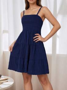 Robe décontractée pour adolescentes de couleur unie avec bretelles réglables (YY823)