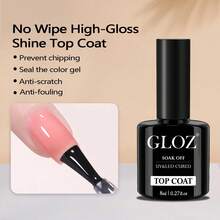 GLOZ 2瓶装凝胶指甲油封层 - 免擦拭封层，高光泽持久密封剂，适用于透明指甲油、凝胶和亚克力指甲，适合家庭DIY和美甲沙龙使用。 - 無色 - 查看 3