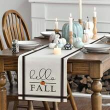 Listras laranja e brancas, caminho de mesa de abóbora com listras Hello Fall, decoração de mesa de jantar sazonal de outono para decoração de festas em casa - Multicolorido - Ver 7