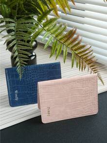 Takeoak 1pc Personalized Name Passport Holder, Customized Gold Letter Combination Faux Crocodile Leather Passport Cover And Pattern Card Holder, Unique Travel Gift - Single Passport Holder - View 4