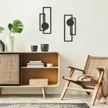 2pcs Geometric Metal Wall Art Decor, Black Minimalist Iron Art Wall Hanging, Suitable For TV Background, Living Room, Bedroom, Minimalist Art Line Wall Decor (Similar To Fig 8-9 Due To Craftsmanship, Not Dirt Issue),Home Decor ,Room Decor,Wall Decor Gifts Birthday Graduation