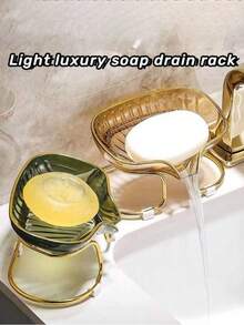 1 Stück exquisite Seifenschale ohne Bohren, goldfarbener Seifenhalter für den Heimgebrauch, nordischer Stil Tablett für Badezimmer und Küche, wasserfreier Organizer, geeignet für Küche, Badezimmer und Waschbecken im Wohnzimmer Badezimmer Dekoration Herbstdekoration Schulanfang - Verschiedenfarbig - Übersicht 15