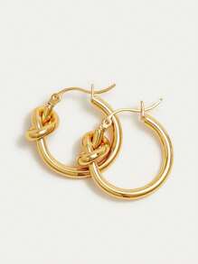 New Popular Earrings For Women With Knot And Circle Earrings, Elegant And Niche Design, Simple Circle, Light Luxury And High-End Feeling. Earring Buckle, Suitable For Women'S Daily Wear And Matching Accessories, Suitable For Formal Wear, Casual Style