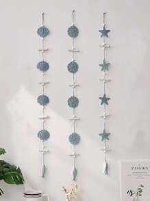 1pc Shell Wall Hanging Decor, Ocean Boho Farmhouse Coastal Theme Home Decor | Shells, Starfishes And Anchors Beach Nautical Decoration For Bathroom, Bedroom Or Living Room