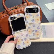 波浪摺疊花卉圖案手機殼，適用於 Galaxy Z Flip6/Z Flip5/Z Flip4/Z Flip3 折疊手機保護殼 - 彩色 - 查看 2