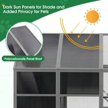 Luxury Cat Cage Outdoor Wooden Catio Enclosure Patio Large Cat Run House For Multiple Pets Walk In Kitten Kennel With Bouncy Bridge, Platforms, Small Houses, Seating And Sunshine Panel- 108.7'', Gray-4922 - Multicolor - View 4