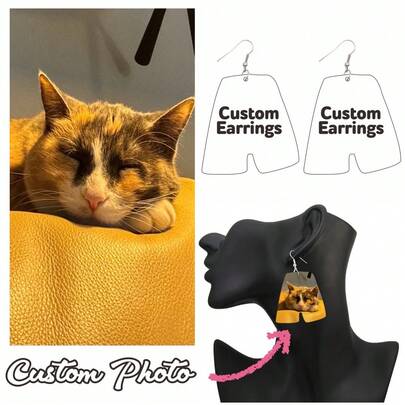 1 Pair Personalized Initial Letter Themed Photo Earrings, Elegant & Unique Gift Idea For Family, Friends, Lover, Suitable For Vacation, Holiday, Birthday