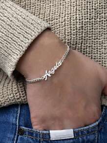 Bracelet personnalisé avec nom Bracelet avec nom personnalisé Bracelet plaque d'identité en acier inoxydable Cadeau de couple unique Cadeau de bijoux personnalisé Cadeau de Noël Cadeau de la Saint-Valentin pour petit ami petite amie