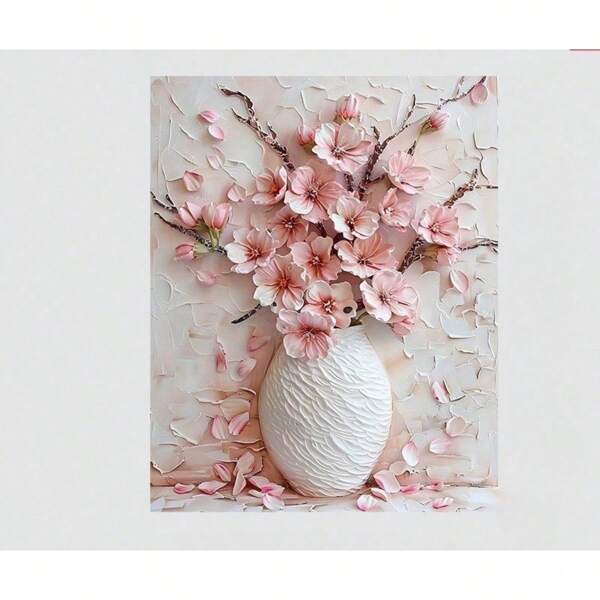 1 pezzo Pittura su tela decorativa con fiori rosa affascinanti in un vaso, decorazione domestica, decorazione d'arte per la stanza, opzione cornice per parete