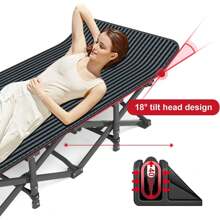 Folding Sleeping Cot For Adults Guest Bed Heavy Duty Portable Cots Camping With Mat, Double Layer 1200D Oxford Cloth, Rated For 880 Lbs