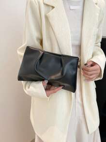 Fashion Solid Color Clutch Bag, Pleated Cloud Bag, Casual Envelope Bag, Cosmetic Bag, Travel Accessory Bag, Liner Bag, Toiletry Bag, Storage Pouch