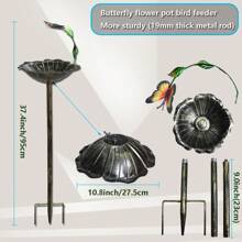 1pc Iron Butterfly Shaped Outdoor Bird Feeder, Suitable For Courtyards, Gardens, And Lawns, Easy Installation