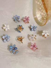 8/12pcs Delicate Flower Mini Small Hair Clips, Sweet Side Bangs Hair Clips Hairpins Hair Accessories