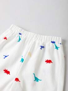 Conjunto de 2 piezas de camiseta y pantalones cortos con estampado de dinosaurio para niños en verano