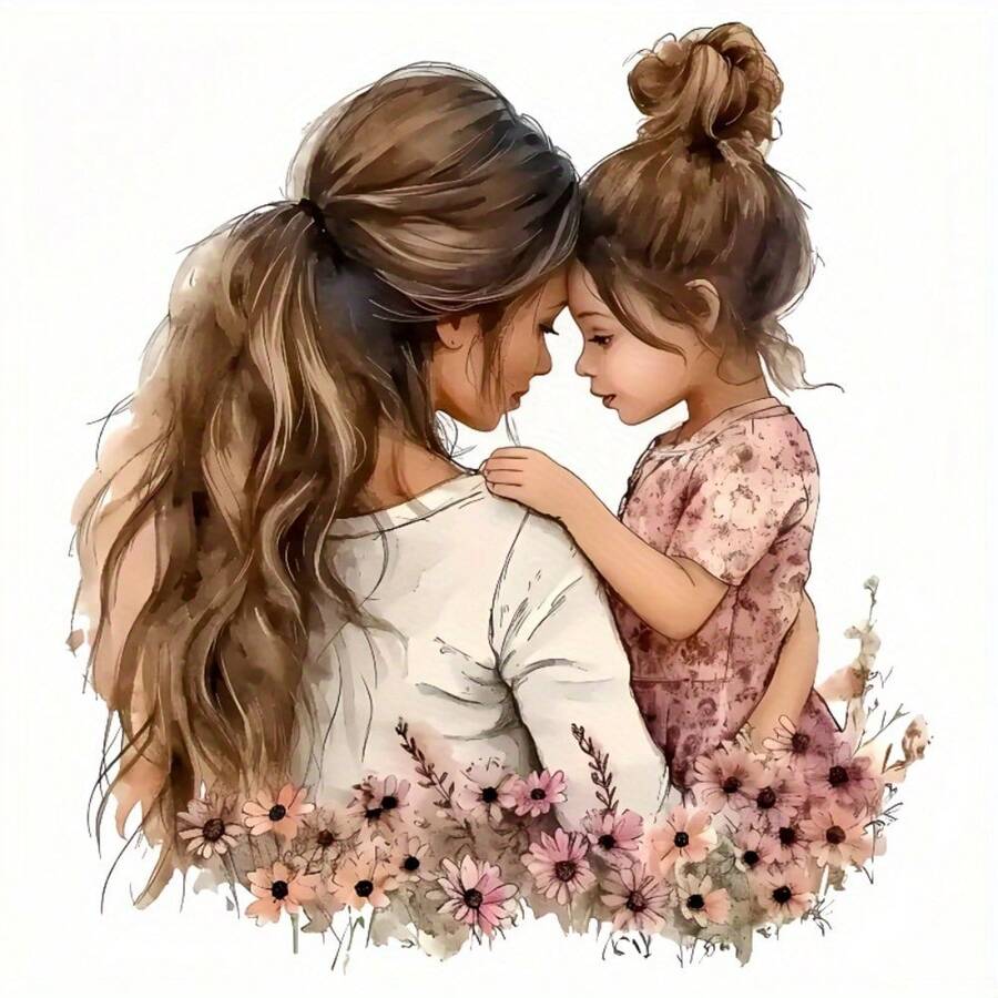 1/2/3 件母亲拥抱女儿热转印贴布，DIY 熨烫可水洗贴布，适用于 T 恤、牛仔裤、连帽衫、手提袋、枕头