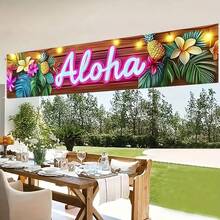 1pc-Colorful Aloha Beach Banner With A Tropical Hawaiian Theme For Summer - The Perfect Gift Flag For Indoor And Outdoor Party Decorations | Family Gatherings & Vibrant Outdoor Signage For Lively Background Hangings.