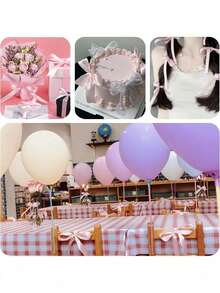 22m/Roll Pink/Blue Satin Ribbon, Solid Color Light Pink/Blue Ribbon For Valentine's Gift Wrapping, Hair Bows Making, DIY Crafts, Floral Bouquets, Wedding Parties, Baby Shower, Cake Decorations - Multicolor - View 9