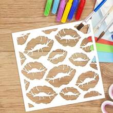 1pc Artistic Lip Design DIY Layering Stencils For Scrapbooking, Painting & Embossing - Reusable Plastic Craft Template,Back To School,School Supplies - Milky - View 3