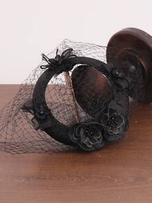 French Church Style Women's Hat, Elegant Bridal Decorative Hat, Ball Gown Hat, French Graceful Veil Hat, Ascot Hat, Party Hat, Formal Dress Hat, Photo Shoot Hat, Veil Hair Accessory, Mini Hat,Summer,Beach - 1196 - View 11