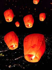 [10 piezas Linternas de deseo estilo chino Kongming rojas] Linterna Kongming blanca, linternas de papel de vuelo romántico para bendecir el cielo | Artículos esenciales para reuniones familiares/ceremonias conmemorativas/ritual de testigos del amor (Se incluyen 3 marcadores de escena)