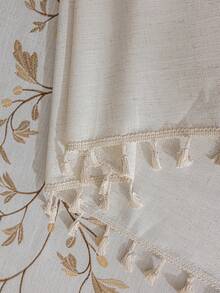 1 件咖啡色刺绣叶子桌布,流苏装饰,美式复古简约风格,可水洗,适用于书桌、餐桌、餐厅、咖啡馆、晚宴、派对、节日、感恩节、家居装饰、秋季装饰、所有季节 - 咖色 - 查看 11