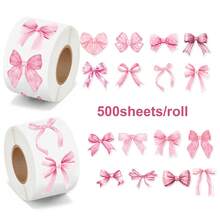 500pcs Stiker Pita Cat Air Merah Muda - 8 Desain Besar, Pita Lebar 3,05cm, Stiker Estetik Vinyl untuk Hadiah, Laptop, Botol, Scrapbooking, Koper, dan Amplop Komputer, Dekorasi Hadiah | Pita Elegan | Vinyl - Berwarna merah muda - View 9