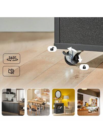 SoBuy FKW113 SCH, Kitchen Trolley Cart Storage Serving Cabinet Microwave Cabinet, Zwart view 7