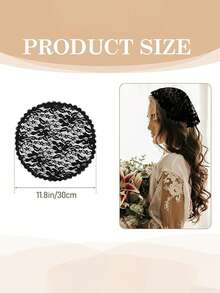 1 件女式头巾蕾丝头巾刺绣教堂面纱，短面纱，刺绣头饰，花卉蕾丝教堂帽，圆形花卉蕾丝头纱斗篷，白色 - 彩色 - 查看 10