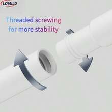 1 件装黑色不锈钢免打孔拼接浴帘杆，拼接伸缩杆，自由拼接多尺寸晾衣杆，窗帘杆，衣柜挂杆，阳台窗帘杆，卧室窗帘杆，浴室伸缩毛巾挂杆；浴室配件 - 純白色 - 查看 7