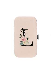 7件套指甲钳套装，黑色花卉字母图案，含便携收纳盒，大容量指甲护理盒，不锈钢工具，超锋利防溅指甲钳套装，经典设计剪钳盒，适用于移动美容、旅行、外出、居家学习等场合。 - 米色 - 查看 15